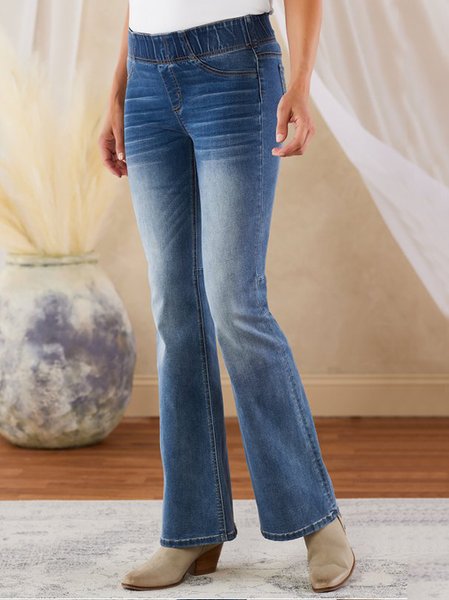 

Casual Regular Fit Denim Flared Jeans, Blue, Jeans