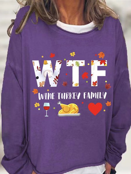 

WTF Wine Turkey Family Women's Sweatshirt, Purple, Hoodies&Sweatshirts