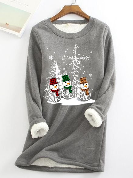 

Women's Funny Christmas Snowman Simple Warmth Fleece Sweatshirt, Deep gray, Hoodies&Sweatshirts