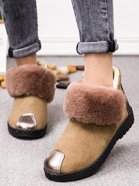 

Casual Anti-collision Stitching Plush Warm Snow Boots, Khaki, Boots