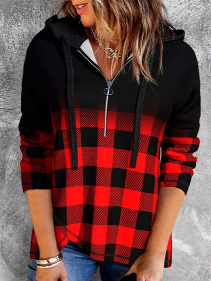 

Cotton-Blend Casual Hoodie Sweatshirt, Red, Hoodies & Sweatshirts