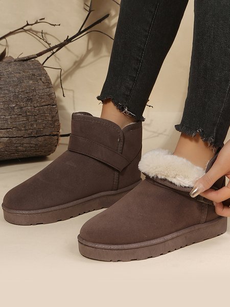 

Winter Buckle Plus Fleece Warm Snow Boots, Khaki, Boots