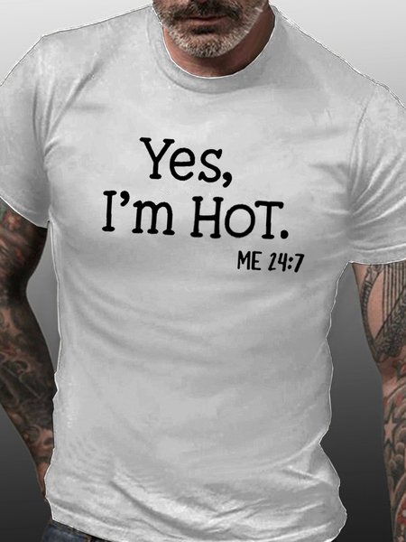 

Men's Funny Yes I'm Hot 24/7 Holiday Gift Casual T-shirt, White, T-shirts