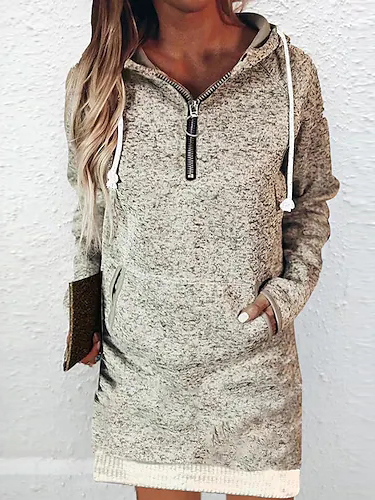 

Casual Hoodie Plain Dress, Gray, Dresses