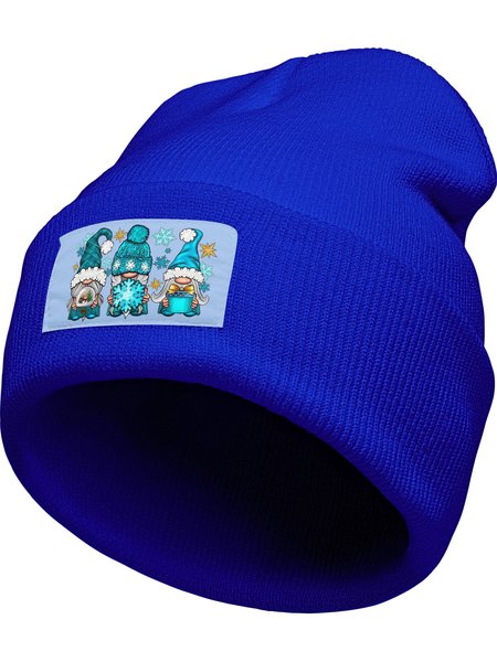 Christmas Gnome Graphic Beanie Hat, Blue, Hats