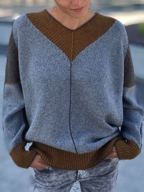 

Wool/Knitting Casual V Neck Sweater, Deep gray, Sweaters