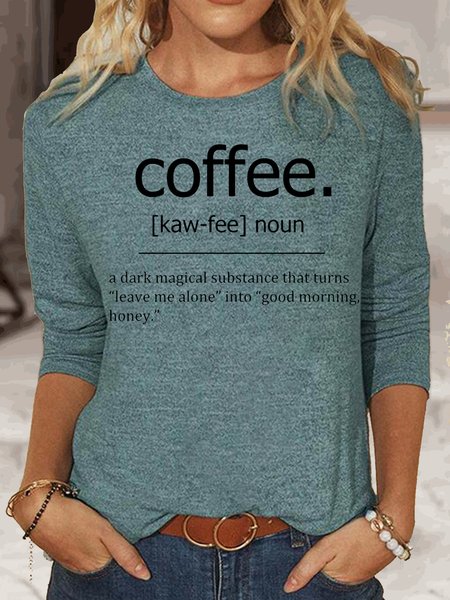 

Womens Funny Coffee Definition Casual Top, Green, Long sleeves