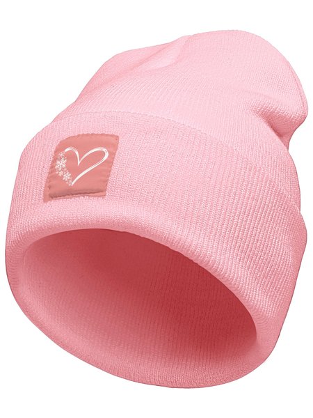 

Snowflake Heart For Christmas Graphic Beanie Hat, Pink, Hats