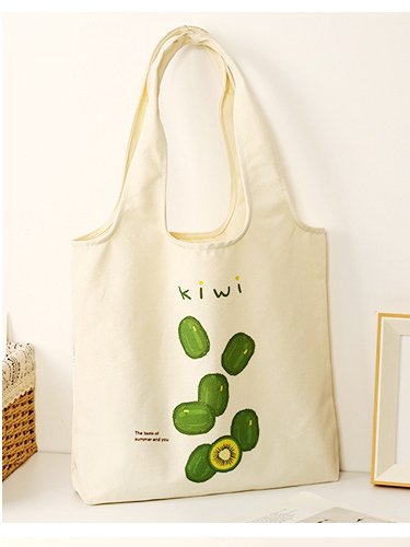 

Kiwi Blueberry Lemon Fruit Supermarket Bag Graphic Shopping Tote, One-size, Bags