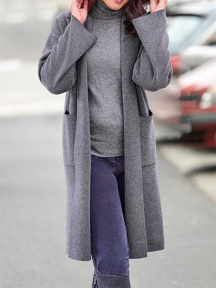 

Casual Others Plain Coat, Gray, Outerwear