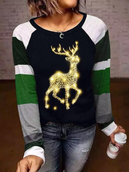 

Striped Crew Neck Regular Fit T-Shirt, Black, T-Shirts