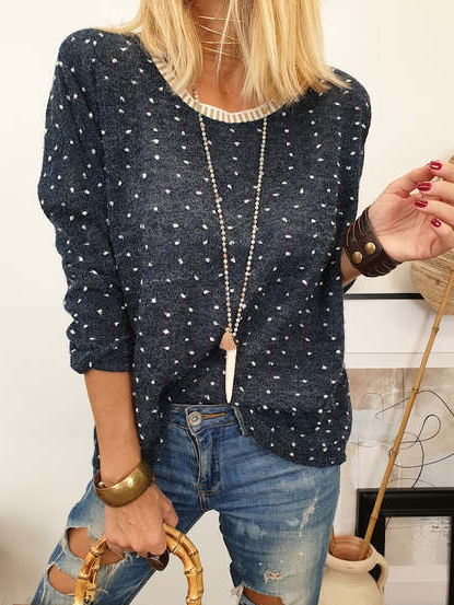 

Crew Neck Casual Loose Sweater, Black, Sweaters