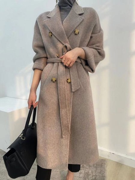 

Long sleeve Daily Regular Fit Lapel Collar Overcoat, Gray, Coats