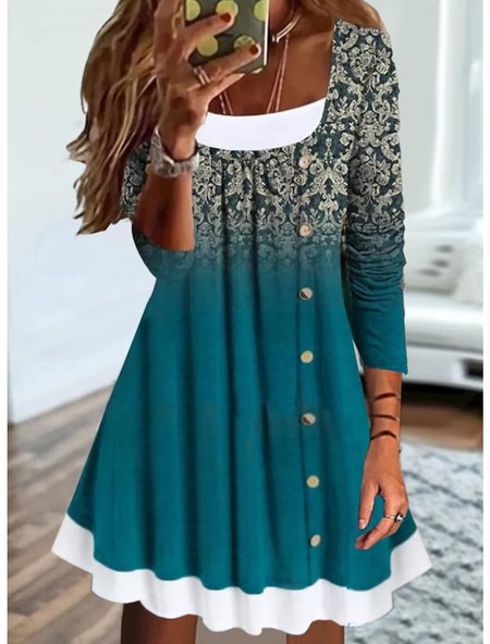 

Boho Knitted Ethnic Dress, Green, Dresses