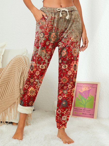

Casual Ethnic Loose Casual Pant, Red, Pants