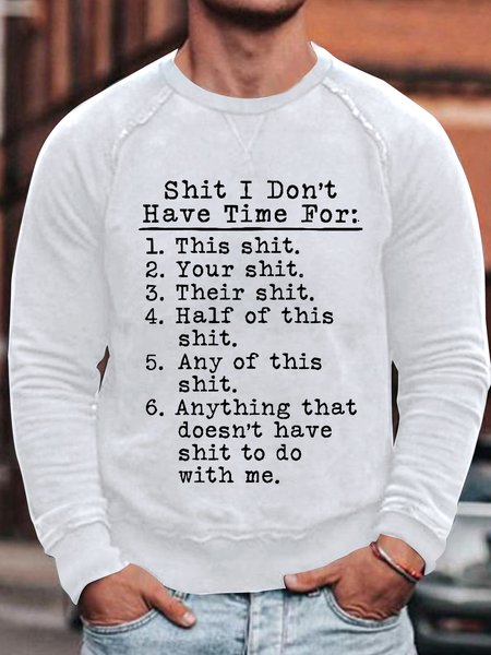 

Men's Funny Text Letters Graphics Printed Sweatshirt, White, Hoodies&Sweatshirts
