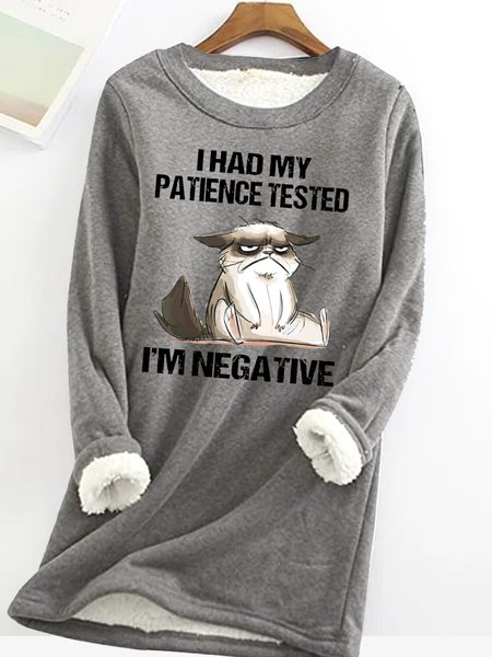 

Womens Funny I Had My Patience Test Grumpy Cat Animal Crew Neck Sweatshirt, Gray, Hoodies&Sweatshirts