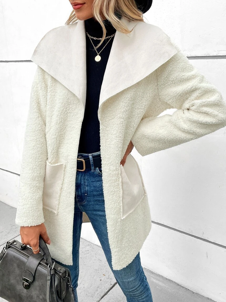 

Fleece Oversized Oversized Collar Oversized Coat, White, Coats