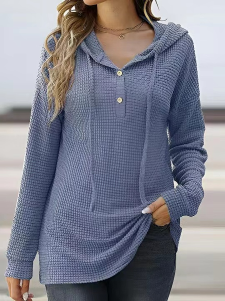 

Casual Plain Hoodie Loose Sweatshirt, Blue, Sweatshirts & Hoodies