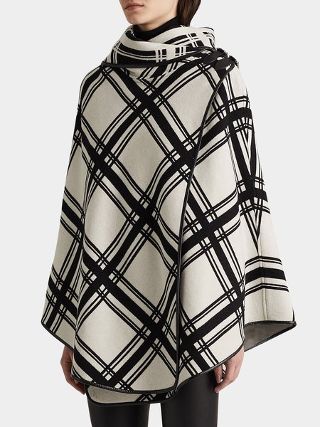 

Daily Long sleeve Urban Plaid Hoodie Overcoat, Off white, Coats