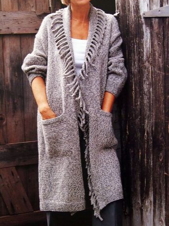 

Plain Casual Wool/Knitting Sweater Coat, Gray, Cardigans