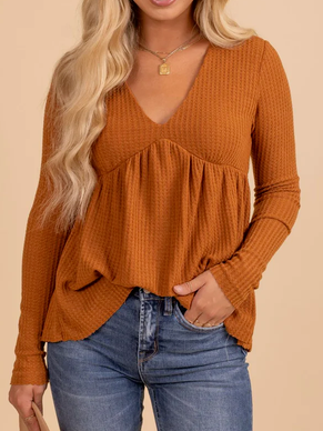 

Regular Waffle Top, Light coffee, Tops