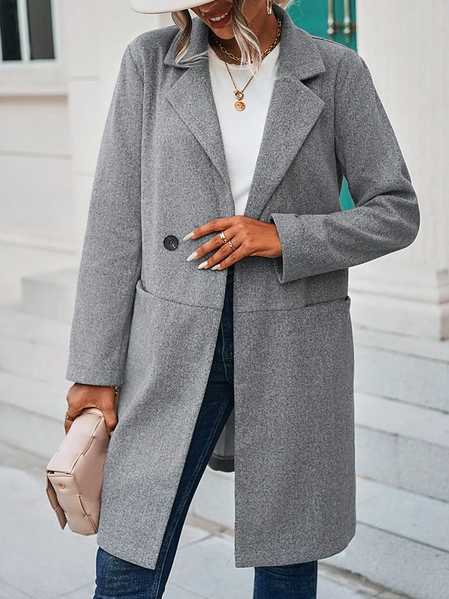 

Casual Loose Cross Neck Overcoat, Gray, Outerwear