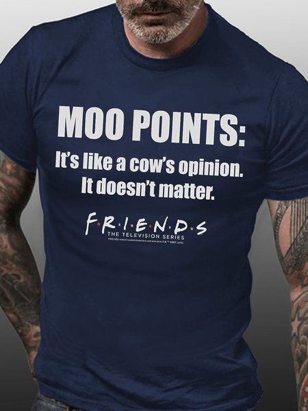 

Mens Moo Points It Is Like A Cow Is Opinion It Doean't Matter Funny Graphic Print Cotton Crew Neck Casual T-Shirt, Purplish blue, T-shirts