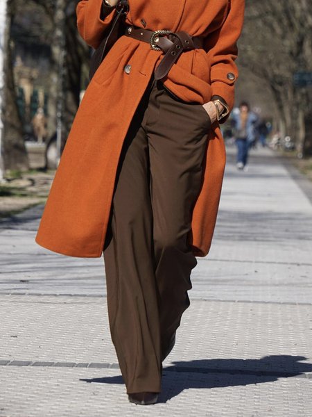 

Plain Urban Regular Fit Fashion Pants, Deep brown, Pants