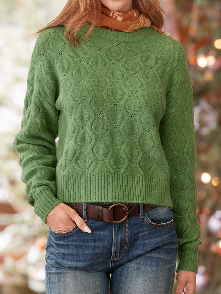 

Casual Plain Wool/Knitting Crew Neck Sweater, Green, Sweaters
