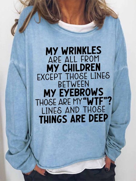 

Women Funny Word My WTF Lines Simple Loose Crew Neck Sweatshirt, Light blue, Hoodies&Sweatshirts