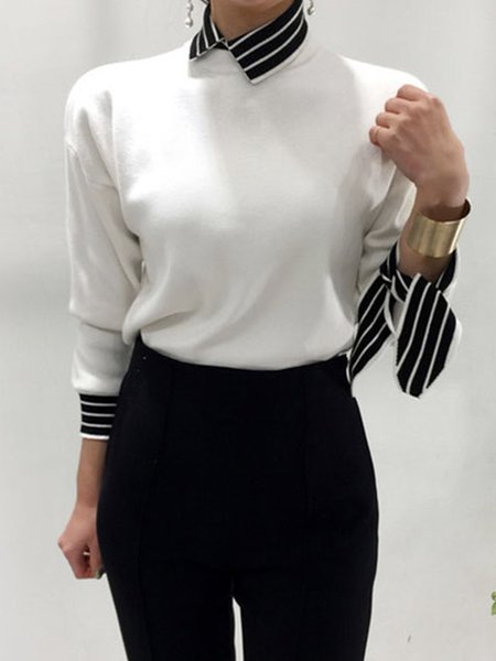 

Striped Urban Long Sleeve Regular Fit Sweater, Black-white, Pullovers