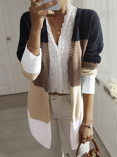 

Casual Color Block Drop Shoulder Cardigan, Multicolor, Cardigans