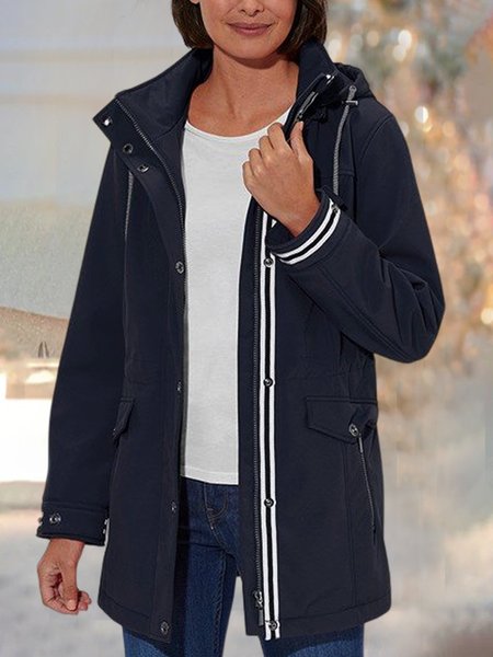 

Casual Loose Hoodie Overcoat, Blue, Coats