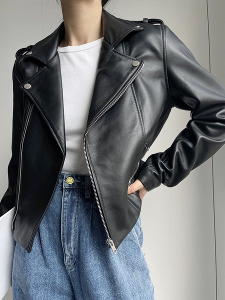

Long sleeve Lapel Collar Regular Fit Urban Jacket, Black, Jackets
