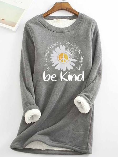 

Women Sunflower Be Kind Simple Warmth Fleece Sweatshirt, Deep gray, Hoodies&Sweatshirts