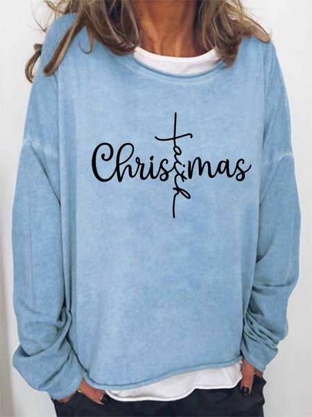 

Women Christmas Faith Simple Text Letters Sweatshirt, Light blue, Hoodies&Sweatshirts