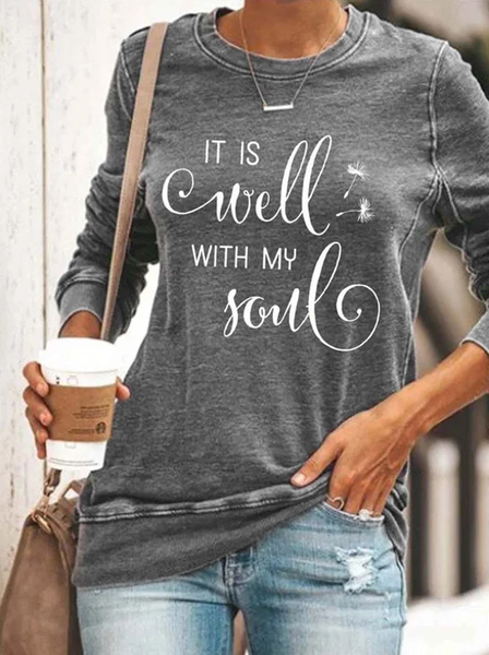 

Women IT IS Well WITH MY Soul Print Sweatshirt, Gray, Hoodies & Sweatshirts