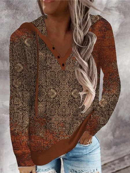 

Hoodie Ethnic Loose Sweatshirt, Multicolor, Sweatshirts & Hoodies