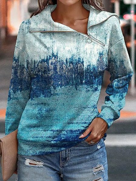 

Ombre Shawl Collar Casual Sweatshirt, Blue, Sweatshirts & Hoodies