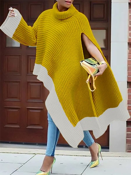 

Urban Color Block Loosen Sweater, Yellow, Pullovers