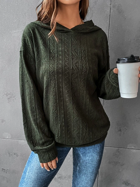 

Casual Solid Drop Shoulder Hoodie Sweatshirt, Green, Sweatshirts & Hoodies