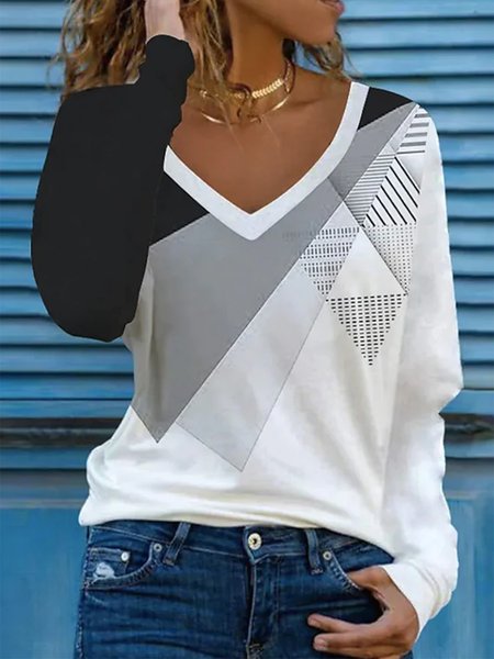 

Crew Neck Color Block Casual Top, Multicolor, Shirts & Blouses