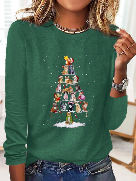 Christmas Tree Printed Casual T Shirt