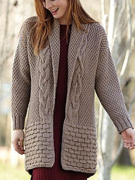 

Loose Wool/Knitting Shawl Collar Sweater Coat, Camel, Sweaters