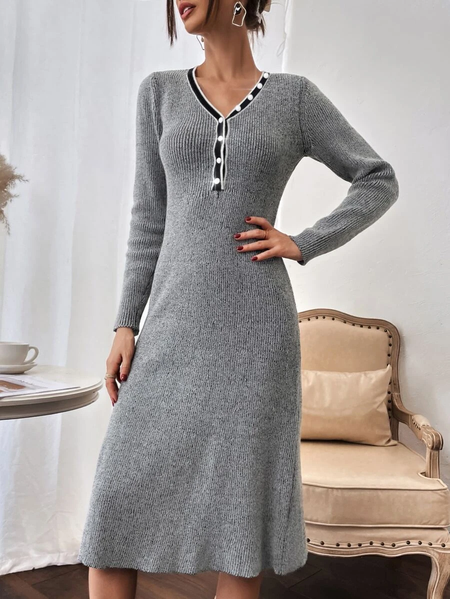 

Grey Sweater Dress, Gray, Dresses