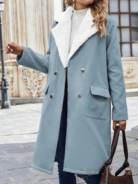 

Loose Fluff/Granular Fleece Fabric Casual Teddy Coat, Blue, Trench Coats