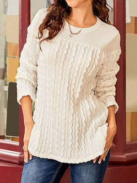 

Casual Plain Crew Neck Sweatshirt, Beige, Sweatshirts & Hoodies