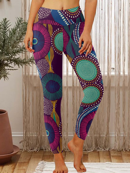 

Lilicloth x Iqs Geometric Print Women's Tummy Control Legging, As picture, Leggings