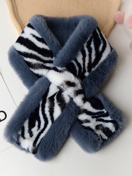 

Casual Faux Fur Leopard Zebra Pattern Scarf Banquet Party Elegant Accessories Autumn Winter Warmth Thickening, Color5, Scarfs